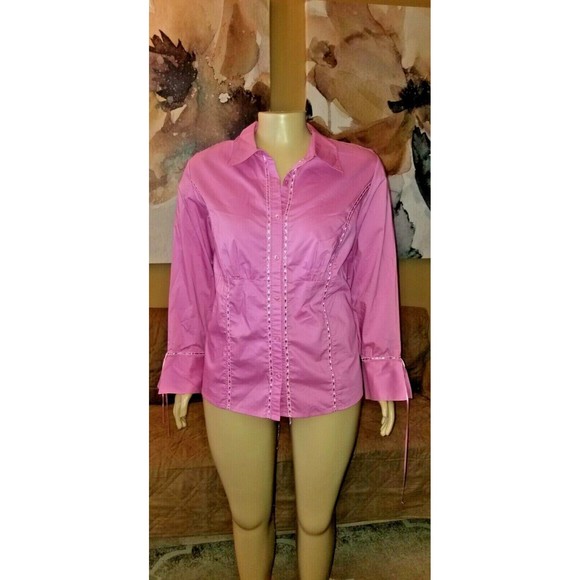 Lane Bryant Pink Long Sleeve Button Down Shirt Top 22/24 NWT - Picture 2 of 4